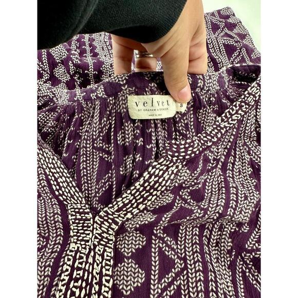 Velvet By Spencer Graham Geraldine African Print Peasant Dress Size S Fine Wine - Picture 8 of 9